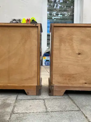 2 tables basses anciennes en bois avec rangements - Miniature 3