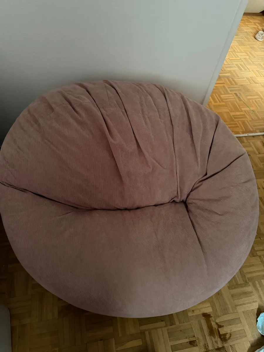 Pouf velours côtelé rose - Photo 1