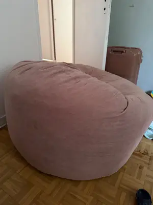 Pouf velours côtelé rose - Miniature 2