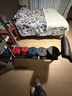 Banc de musculation Domyos BM530 + barre, haltères et disques - Miniature 2