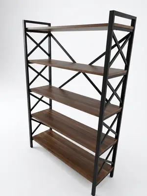 Lot de 2 étagères style industriel métal noir et bois