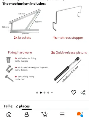Kit de soulèvement pour lit 2 personnes, jamais utilisé, emballage d'origine - Miniature 2