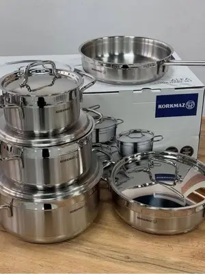 Set de cuisine Korkmaz Alfa A1660, 9 pièces en inox 18/10, compatible induction