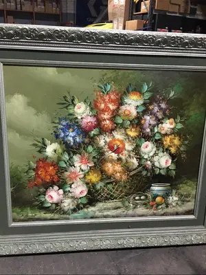 Paire de tableaux fleurs R. Michel huile sur toile 82x65