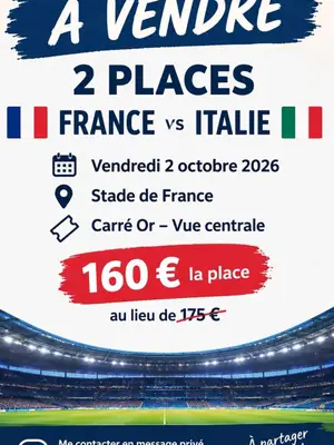Billet pour France–Italie au Stade de France le 2 octobre
