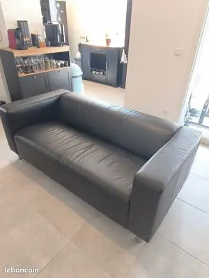 Canapé droit Ikea simili cuir très bon état - Miniature 2