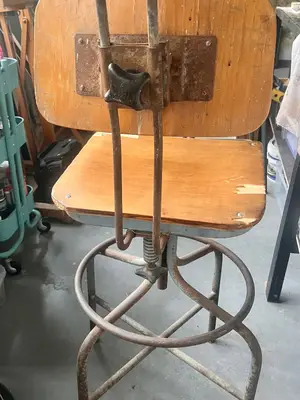 Tabouret vintage style industriel bois et métal - Miniature 2