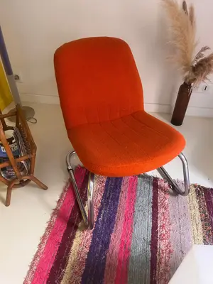 Paire de fauteuils orange vintage - Miniature 5