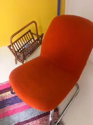 Paire de fauteuils orange vintage - Miniature 6