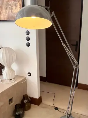 Lampe métal gris XXL type "indus"
