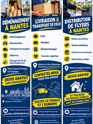 Déménagements et livraisons au départ de Nantes, en France et en Europe