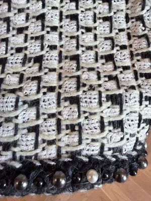 CHANEL Tweed Skirt Black & White Size 38 - Miniature 3