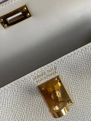 Sac Hermès Mini 20cm Craie Cuir Epsom Neuf - Miniature 5