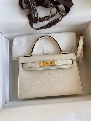 Sac Hermès Mini 20cm Craie Cuir Epsom Neuf