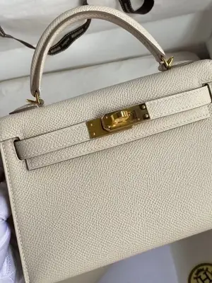 Sac Hermès Mini 20cm Craie Cuir Epsom Neuf - Miniature 2