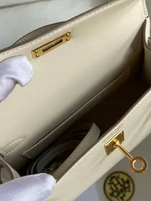 Sac Hermès Mini 20cm Craie Cuir Epsom Neuf - Miniature 3