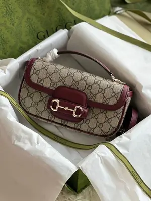 Gucci Horsebit 1955 Small Shoulder Bag Toile GG Supreme - Miniature 2