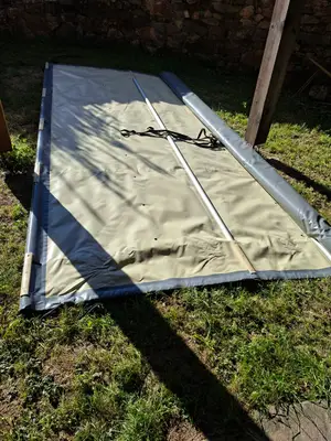 Bâche d'hiver piscine 4x8m gris avec ouverture échelle