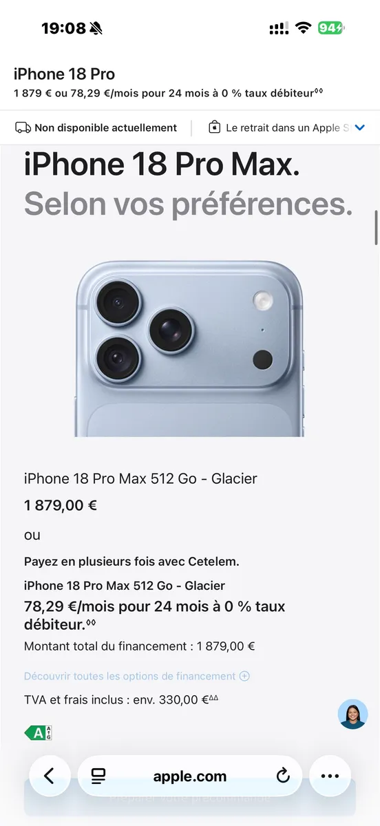 iPhone 18 Pro Max 256GB Argent - Photo 1