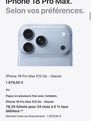 iPhone 18 Pro Max 256GB Argent