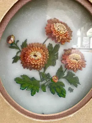 Lot de 4 tableaux floraux vintage Franklin Mint, Rosanne Sanders, 1984 - Miniature 3