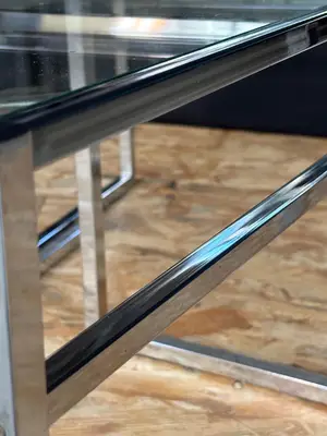 Ensemble de 3 tables gigognes chromées vintage des années 1980