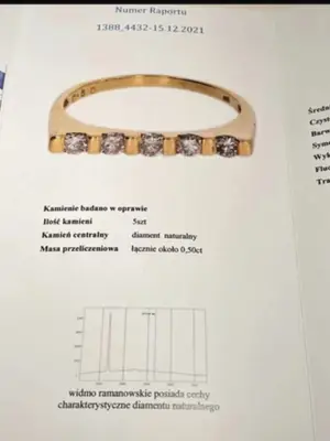 Bague en or jaune 585 avec 5 diamants naturels, taille 58, très bon état - Miniature 5