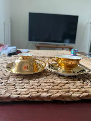 Service vintage en porcelaine Bavaria avec décor doré, en bon état visuel - Miniature 5