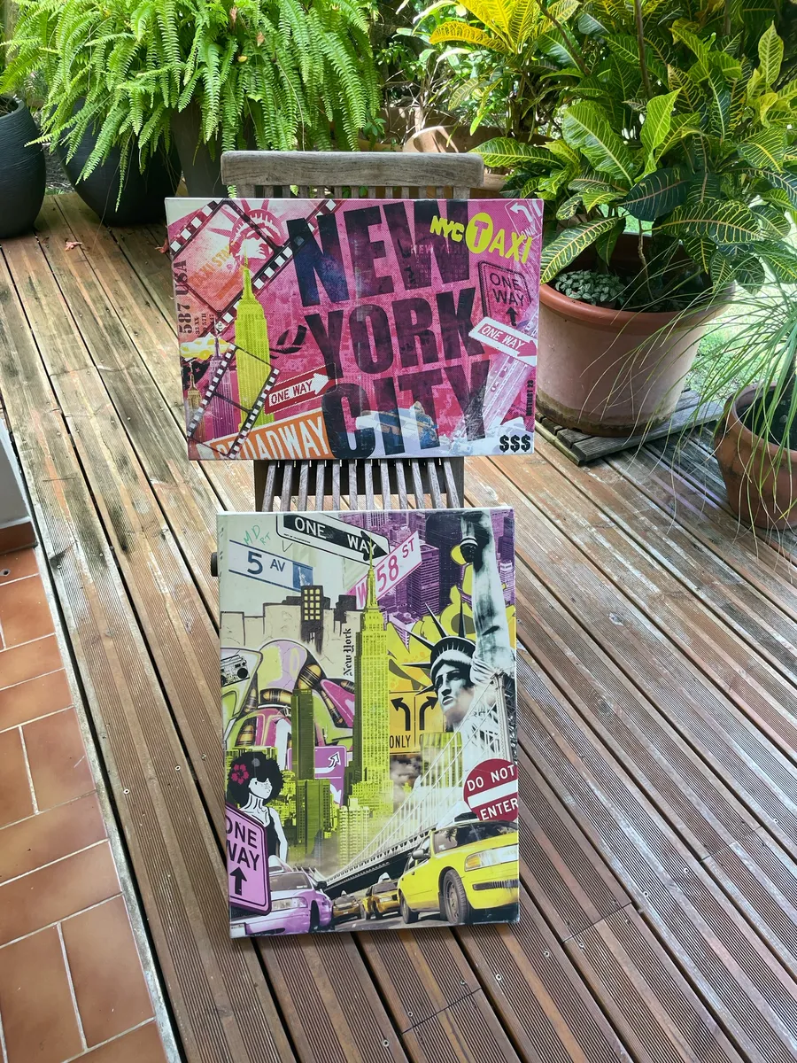 Lot de 2 tableaux art déco New New York, York - Photo 1