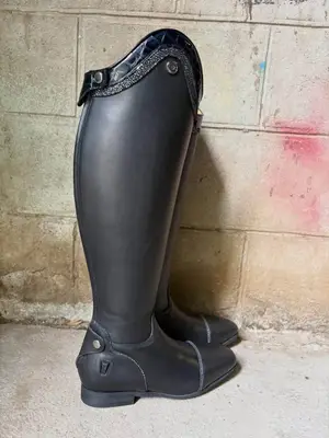 Bottes d’équitation Celeris Diogo noires, finition croco et paillettes - Miniature 5