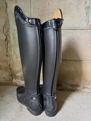 Bottes d’équitation Celeris Diogo noires, finition croco et paillettes - Miniature 4