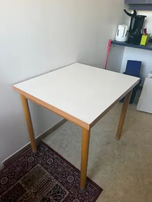 Table de cuisine vintage à rallonge blanc et bois
