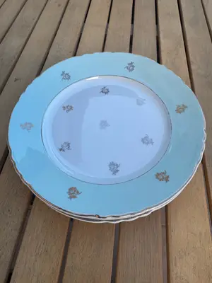 Lot de 4 assiettes plates faïencerie d’Orchies modèle Hermès