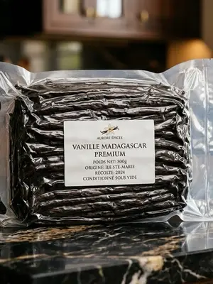 Vanille Bourbon d'Exception Lamba Noir de Madagascar, gousses sous vide