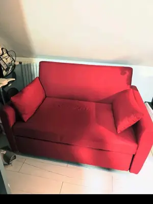 Canapé convertible rouge 2 places, utilisable comme lit d’appoint - Miniature 3