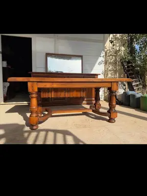 Grande table de salle à manger en bois, style rustique, 200 x 80 x 80 cm - Miniature 2