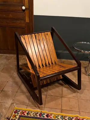 Paire de chaises design primées en bois massif - import Venezuela - Miniature 3