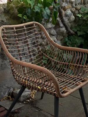 Fauteuils (2) de jardin ou d'intérieur en résine tressée style rotin - Miniature 2