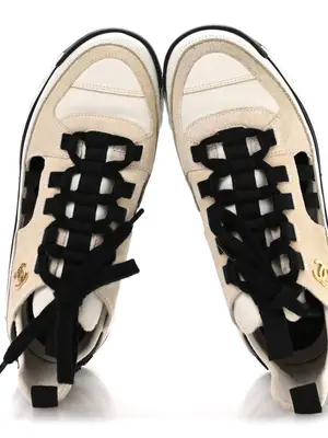 Baskets Chanel Grosgrain CC en suède et cuir de veau, taille EU 38 - Miniature 4