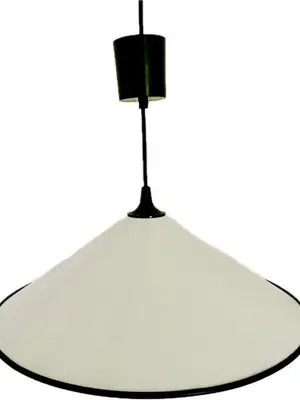 Suspension Claude modèle Pékin en métal blanc laqué, Ø 47 cm
