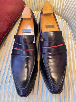 Mocassins Berluti Andy pointure 43 patine aubergine et rouge