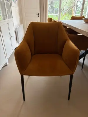 10 chaises velours jaune ocre
