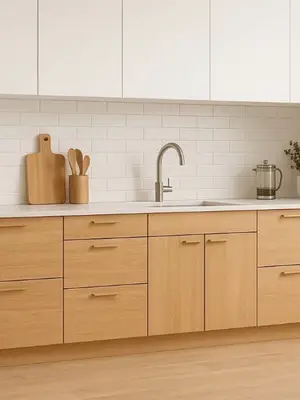 Meuble bas de cuisine en bois de hêtre avec 10 tiroirs