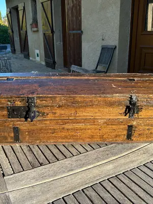 Ancienne caisse en bois style rustique - Miniature 3
