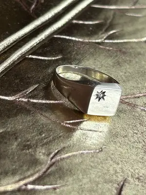 Chevalière en argent taille 21 - Motif étoile