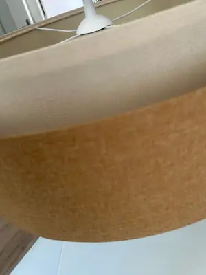 Abat-jour triple en tissu beige sable et miel avec câble et douille - Miniature 3