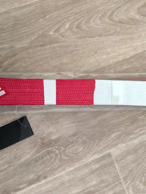 Ceinture de Judo Blanche-Rouge 8ème Dan + Ceinture Noire offerte - Miniature 4