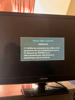 TV Samsung 24 pouces HD 61 cm avec pied d'origine et câbles