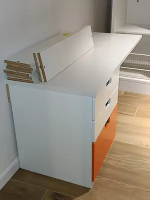 Lit mezzanine IKEA SMÅSTAD 90 x 200 cm avec bureau, 4 tiroirs et matelas - Miniature 2