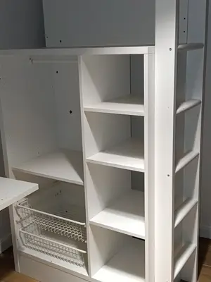 Lit mezzanine IKEA SMÅSTAD 90 x 200 cm avec bureau, 4 tiroirs et matelas